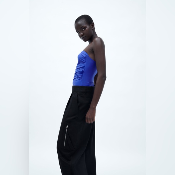 🇺🇸 NWT ZARA RUCHED STRAPLESS BODYSUIT - Picture 3 of 7